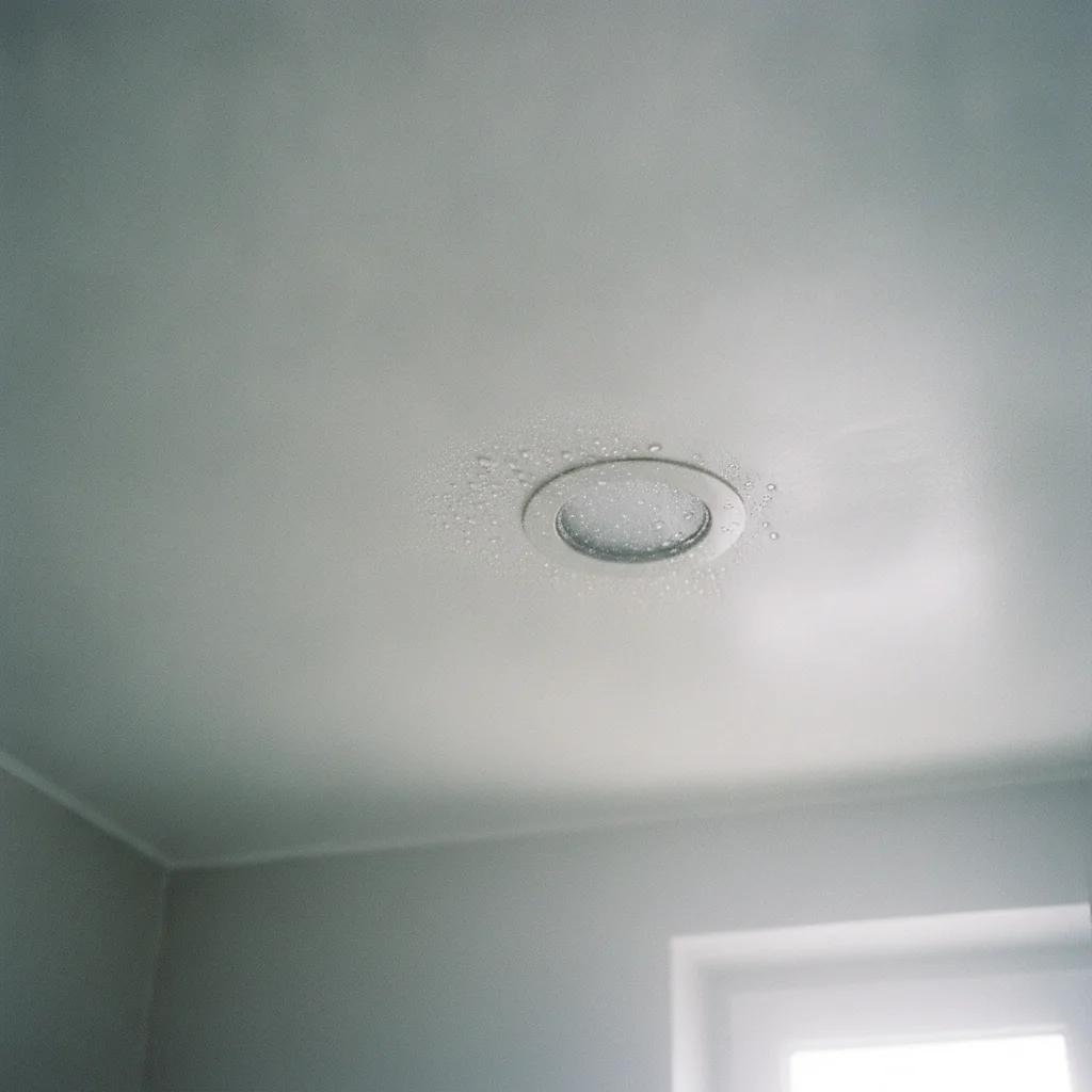 Poser de l'adhésif au plafond d'une salle de bain : la condensation pardonne-t-elle
