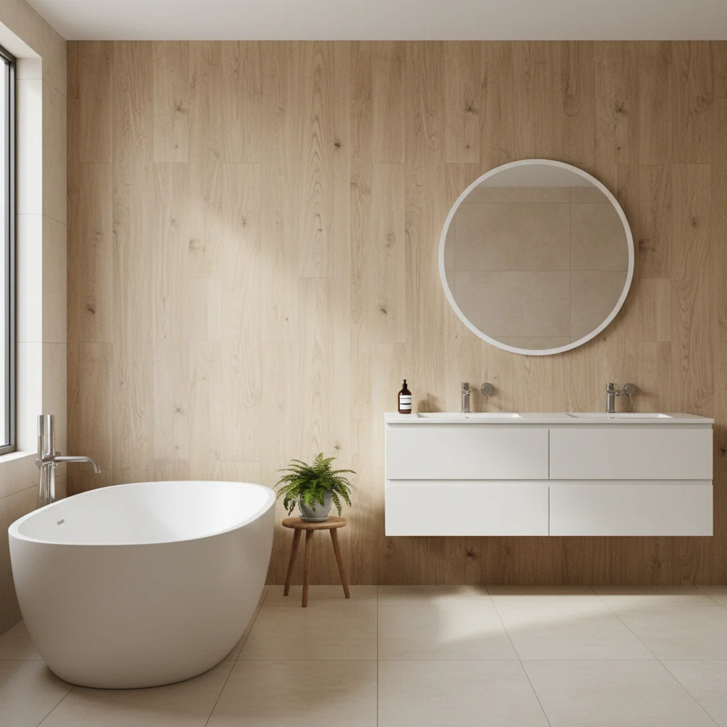 Film adhésif effet bois en salle de bain : faux ami ou solution durable