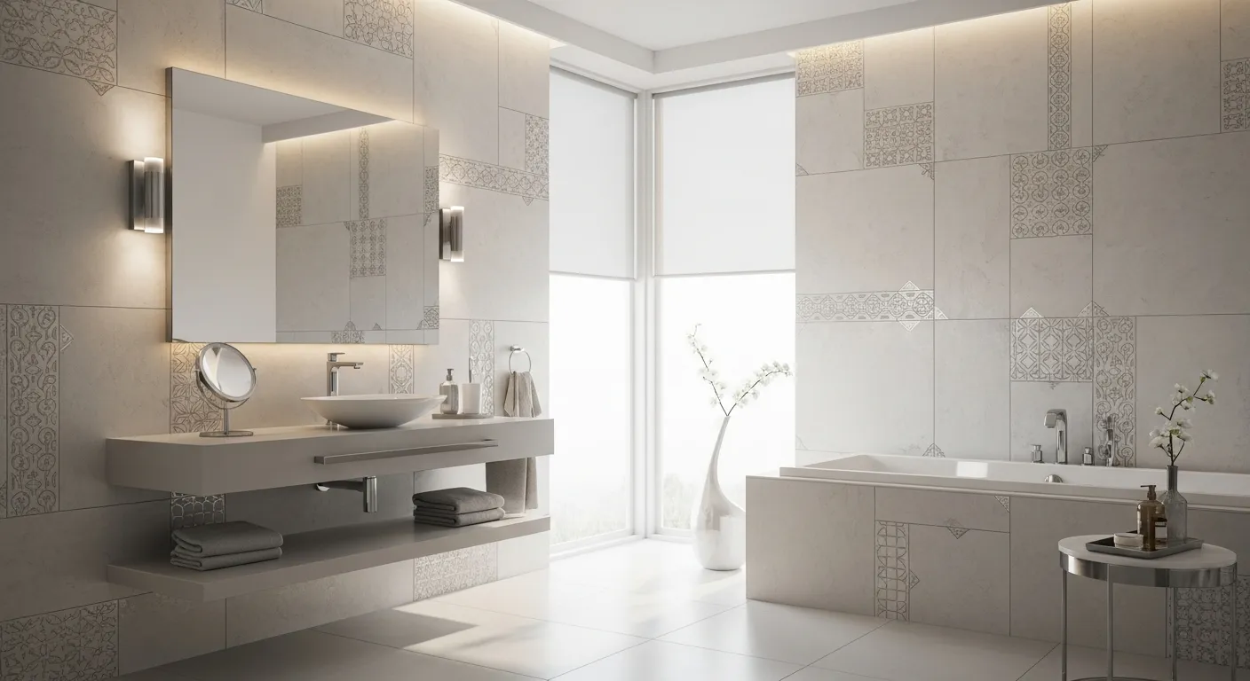 Salle de bain moderne rénovée avec adhésif